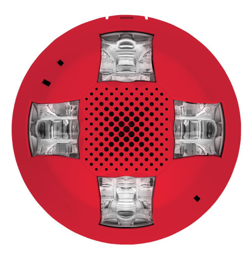Kidde | Genesis LED EGCS Series Ceiling Mount Speaker/Strobe, 15-115 cd Selectable, Red, Unmarked | EGCSVRN