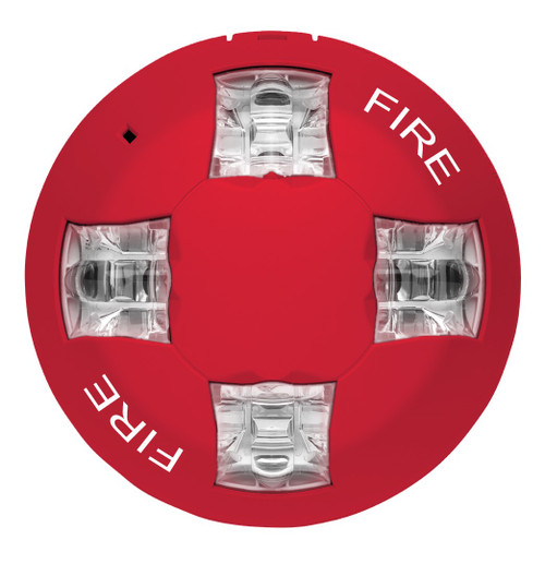 Kidde | Genesis LED EGC Series Multi-Candela Ceiling Strobe, Red FIRE Marking, Room-Side Wiring Plate | EGCVRF