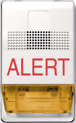 Kidde | Genesis LED EG1 Wall Mount Horn-Strobe, White Housing, ALERT Markings, Multi-Candela, Amber Lens | G1WA-HDVMA
