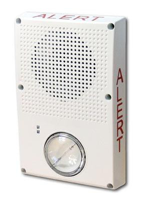 Kidde | Genesis WG4 Outdoor Wall/Ceiling Speaker-Strobe, High-Output 102/123/147/161 cd Clear Lens, White with ALERT Marking (25/70V) | WG4WA-SVMHC