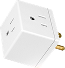 GE 3-Outlet Grounded Tap, Easy Access, White