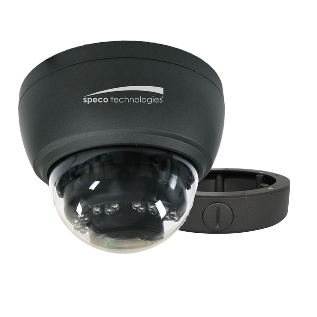 2MP HD-TVI IR Dome Camera 2.8-12mm motorized lens, Included Junction Box, Dark Grey, TAA