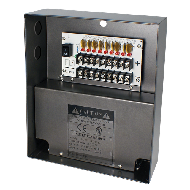 9CH @ 10A DC Camera Power Supply - UL Certified (W-12VDC-9P/10A(UL)AP)