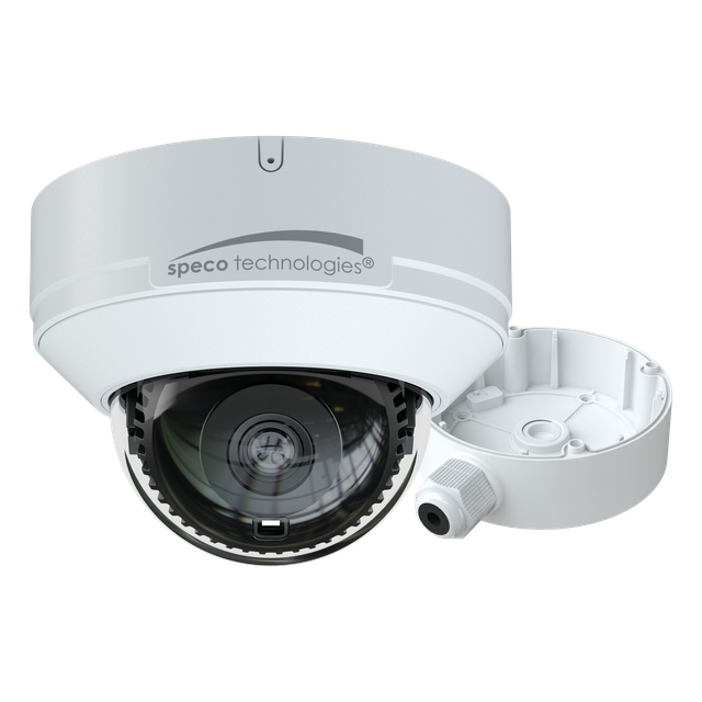 8MP IP Dome Camera with 2.8mm Fixed Lens Advanced Analytics, Includes Junction Box, White, NDAA