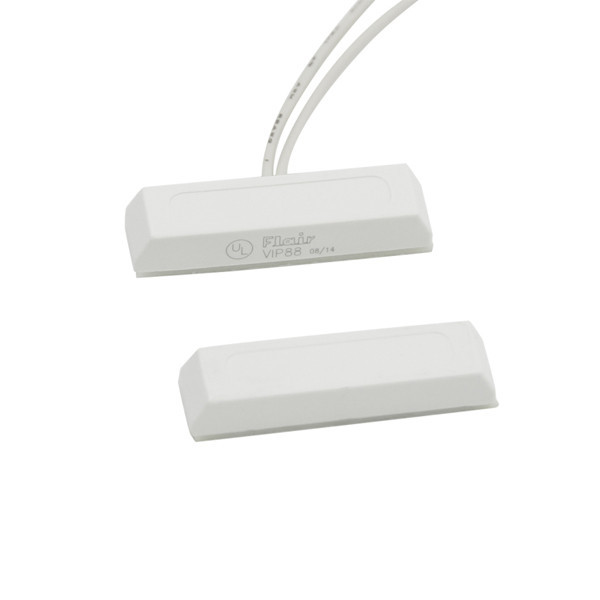 Surface Mount Magnetic Contact - CC, 7/8" Gap,  1 1/2"  L x 3/8" W x 1/4" H, 18" Center #22AWG Leads, Tape, White (10 Pack)