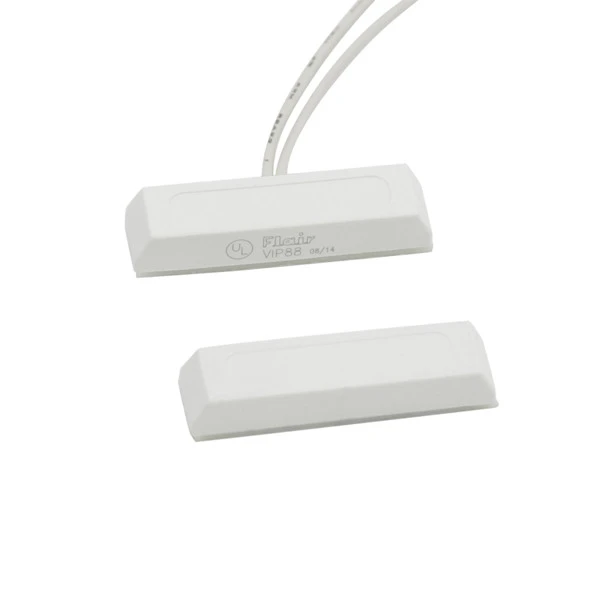 Surface Mount Magnetic Contact - CC, 7/8" Gap,  1 1/2"  L x 3/8" W x 1/4" H, 18" Center #22AWG Leads, Tape, White