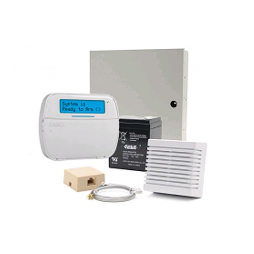 NEO Control Panel Kit. Contains one HS2032NK control panel in a PC5003C cabinet, one HS2LCD Full Message LCD Hardwired Keypad, a BD7-12 12V, 7Ah battery, a PTD1640U standard efficiency transformer and a SD15WULF indoor siren