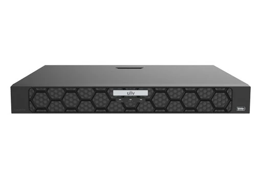 UNV 1U, 16CH IP Input, H.264/H.265, 320M(In)/160M(Out), HDMI(4K)/VGA(1080P) Independent, 2 SATA (16TB), Dual NIC (10/100/1000M), Rackmountable (Rack ears not included)