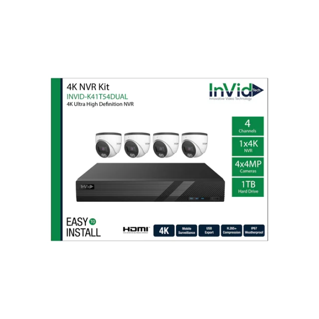 (1) 4 Channel NVR + (4) 4-Megapixel Cameras