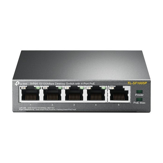 5-Port 10/100 Mbps Desktop PoE Switch with 4 PoE Ports, 58 W, Unmanaged