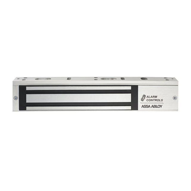Single Magnetic Lock, 600 lb Holding Force, 12/24 VDC, Bracket Mount, Interior, Clear Anodized (US28)