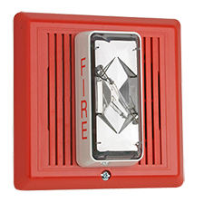 Fire Alarm Horn-Strobe, 15 Candela, Temporal Pattern, Red