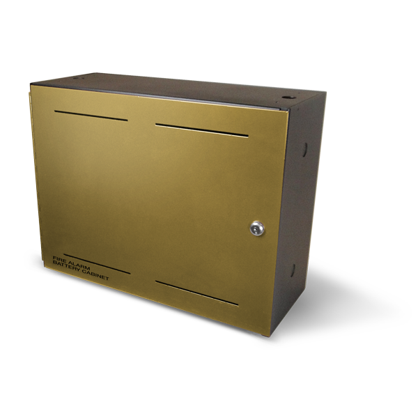 Fire Alarm Battery Cabinet - Black Backbox with Locking Bronze Door, Supports Up to 40Ah