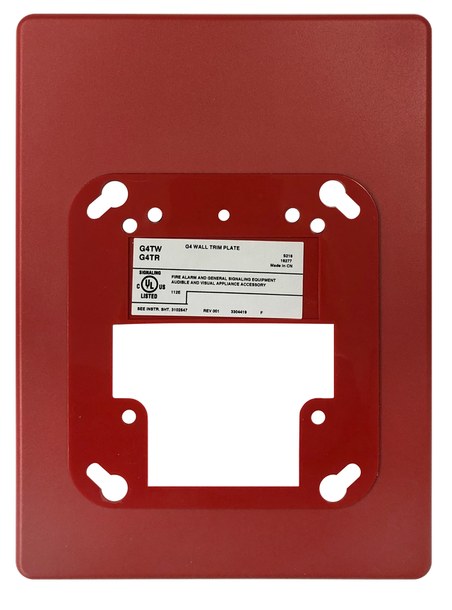 Genesis LED EG4 Series Wall Trim Plate, Red, UL Listed Fire Alarm Accessory