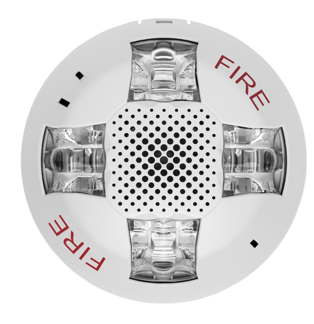 Genesis LED EGCS Series Ceiling Mount Speaker/Strobe, 15-115 cd Selectable, White, FIRE Marking