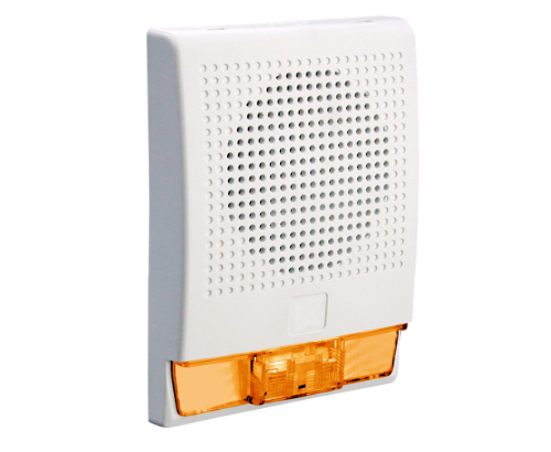Genesis G4 High Fidelity 520 Hz Wall Mount Mass Notification Speaker-Strobe, White, Multi-Candela Amber Lens, 25 VRMS