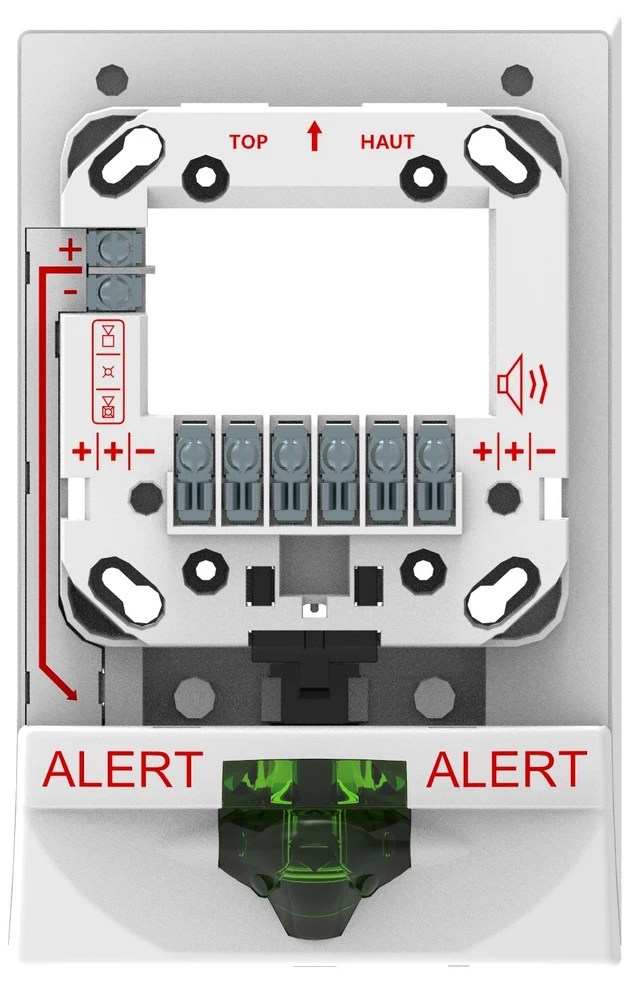 Genesis LED G4SE Strobe Expander, White Housing, ALERT Marking, Green Lens, 65 cd, UL Listed