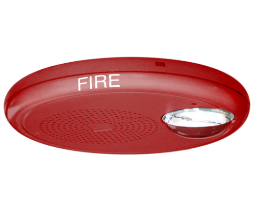 Genesis High Fidelity 520 Hz Ceiling Speaker-Strobe, Red, FIRE Marking, 70V Multi-Candela 95/115/150/177 cd, Clear Lens, UL Listed