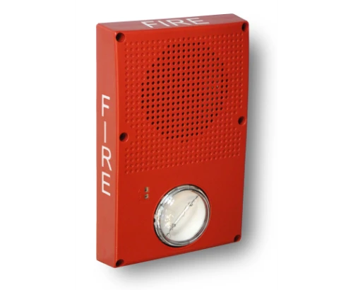 Genesis WG4 Outdoor Rated Speaker/Strobe, 25/70V Multi-Tap, Red Housing, FIRE Marking, High Output 102/123/147/161 cd, Clear Lens
