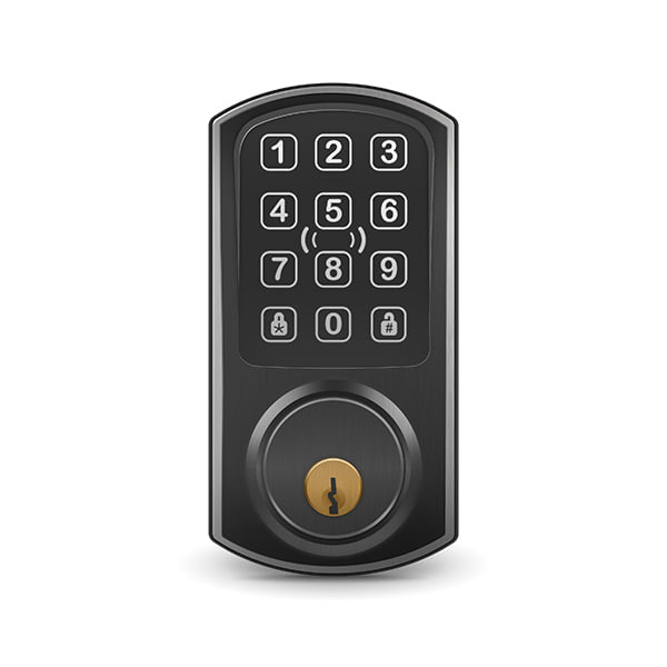 Red Wireless Deadbolt - Prox + Keypad, Flat Black