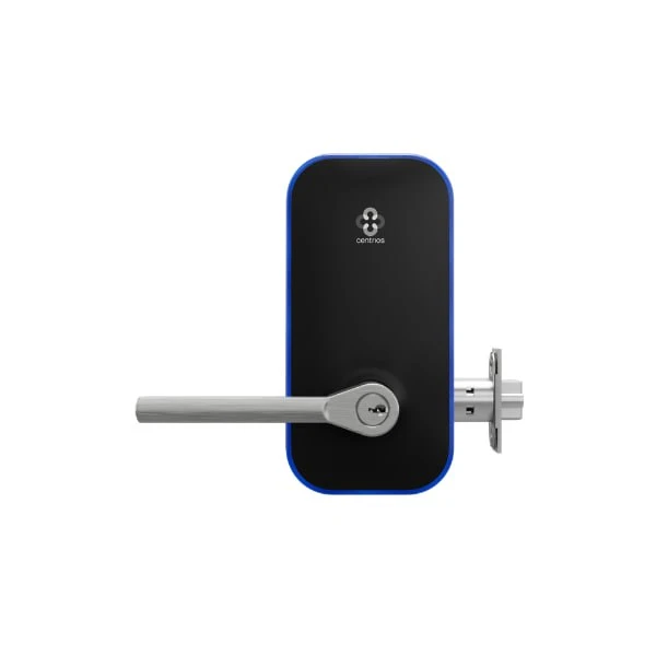 Bluetooth Cylindrical Smart Lock with Mobile, Card & Fob Access, Taylor Bay Lever, Satin Chrome, Grade 1 UL10C Fire-Rated