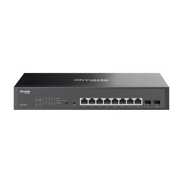 Omada 10-Port Gigabit Smart PoE+ Switch, 8 PoE+ Ports, 150 W, 2 Gigabit SFP Slots, Rackmount