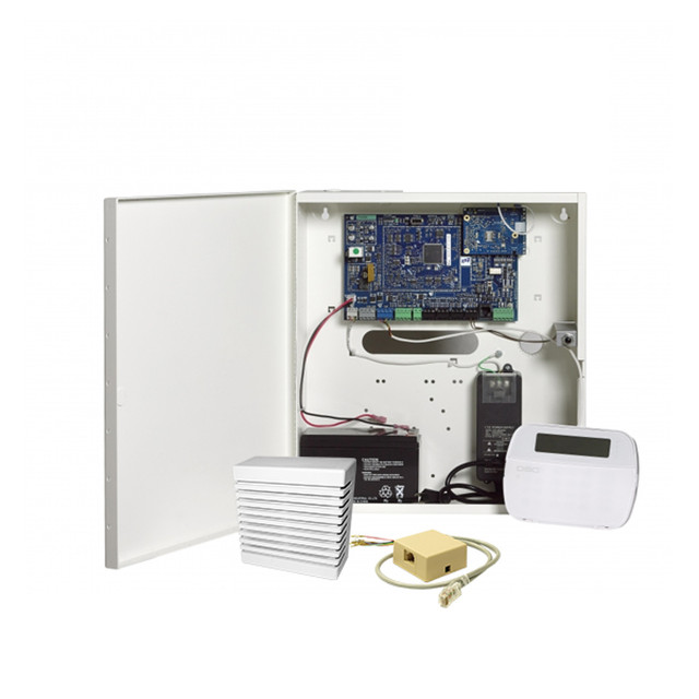 PowerSeries Pro Accessory Kit: SD-15W dual-tone siren, TJP1000 telephone jack and cord, HS65WPSNA power adapter, and 7Ah battery