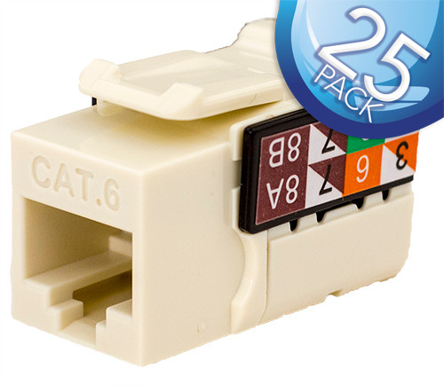 25-Pack CAT6, 8x8 Keystone Jack
