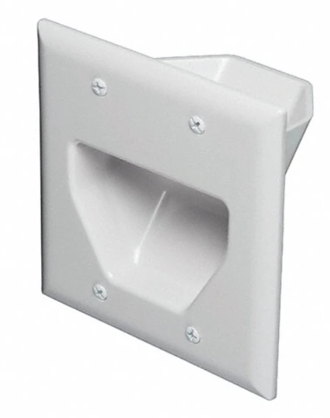 2-Gang Recessed Low Voltage Cable Plate, Ultra White