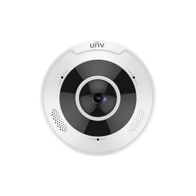 UNV IP Fisheye, 1/1.7" 12MP PS CMOS, 20fps@12MP(4000x3000), 1.8mm, 49ft IR, Micro SD (512GB), Built-in Mic & Speaker, Audio I/O, Alarm I/O, BNC Out, RS485, DC 12V (12W), PoE (IEEE 802.3af), IK10, IP67