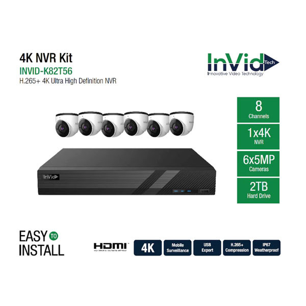 InVid INVIDK82T56 8 Channel NVR with 2 TB + (6) 5Megapixel