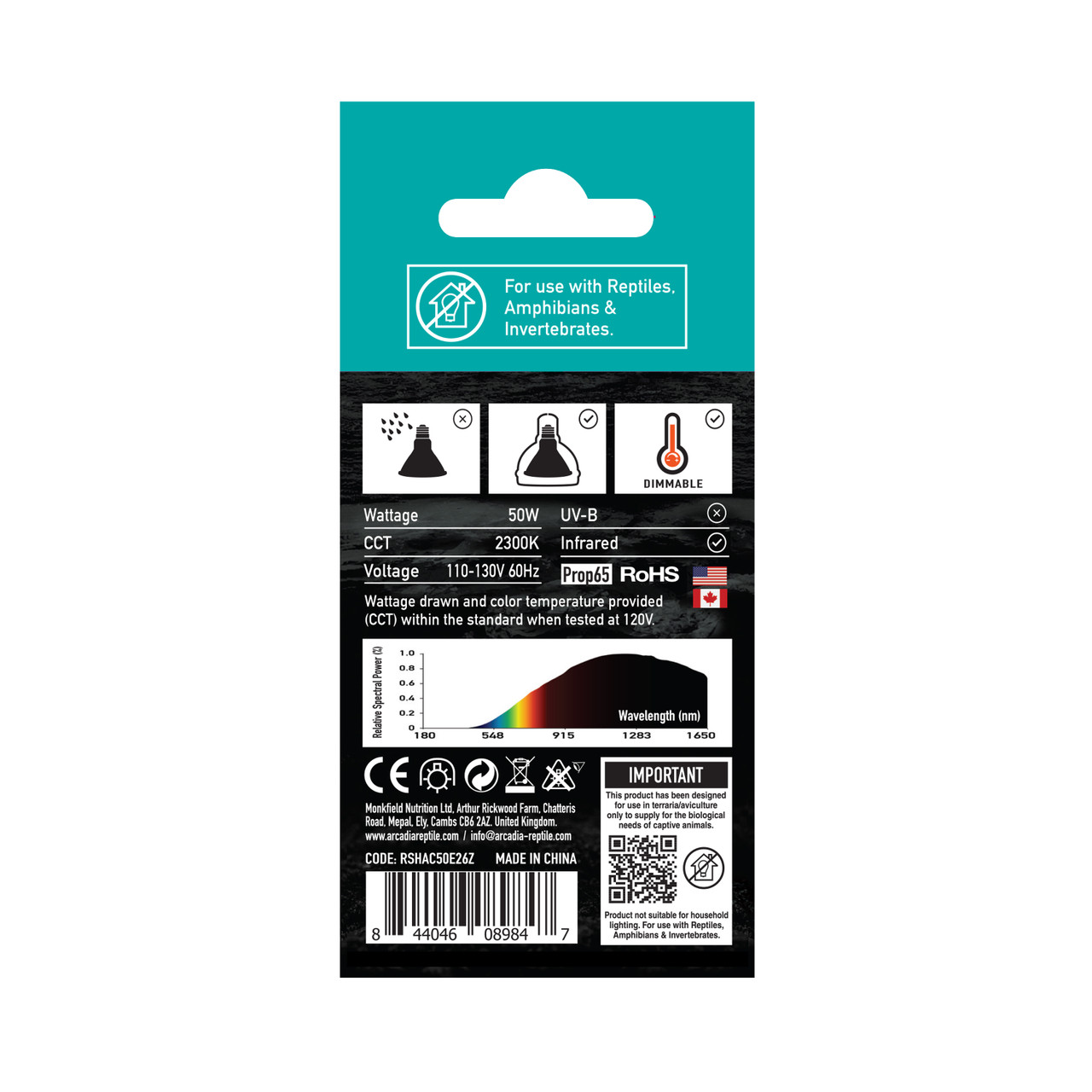 Arcadia HALOGEN 50 watt GoldenSun basking bulb