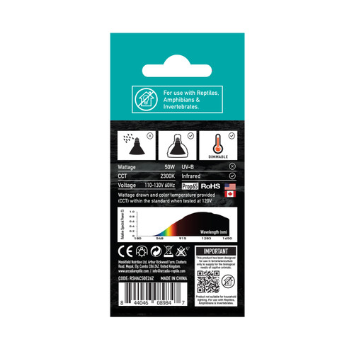 Arcadia HALOGEN 50 watt GoldenSun basking bulb