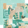 SIMPLE STORIES Simple Vintage Essentials Color Palette 12x12 Paper: Teal Collage