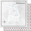 SCRAPBOOK CUSTOMS 12x12 Travel Themed Paper: Adventure Map - Alabama