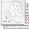 SCRAPBOOK CUSTOMS 12x12 Travel Themed Paper: Adventure Map - Illinois