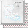 SCRAPBOOK CUSTOMS 12x12 Travel Themed Paper: Adventure Map - Louisiana