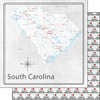 SCRAPBOOK CUSTOMS 12x12 Travel Themed Paper: Adventure Map - South Carolina