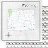 SCRAPBOOK CUSTOMS 12x12 Travel Themed Paper: Adventure Map - Wyoming