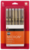 SAKURA Pigma Micron Pens 005 .2mm - Black (6 pk)