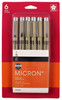 SAKURA Pigma Micron Pens 05 .45mm - Black (6 pk)