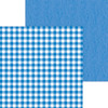 DOODLEBUG DESIGNS Monochromatic Collection 12x12 Cardstock - Buffalo Check/Wood Grain: Blue Jean