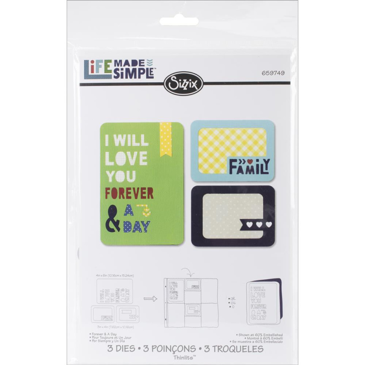 SIZZIX Thinlits Dies: Forever & A Day (3/pkg) - Scrapbook Generation