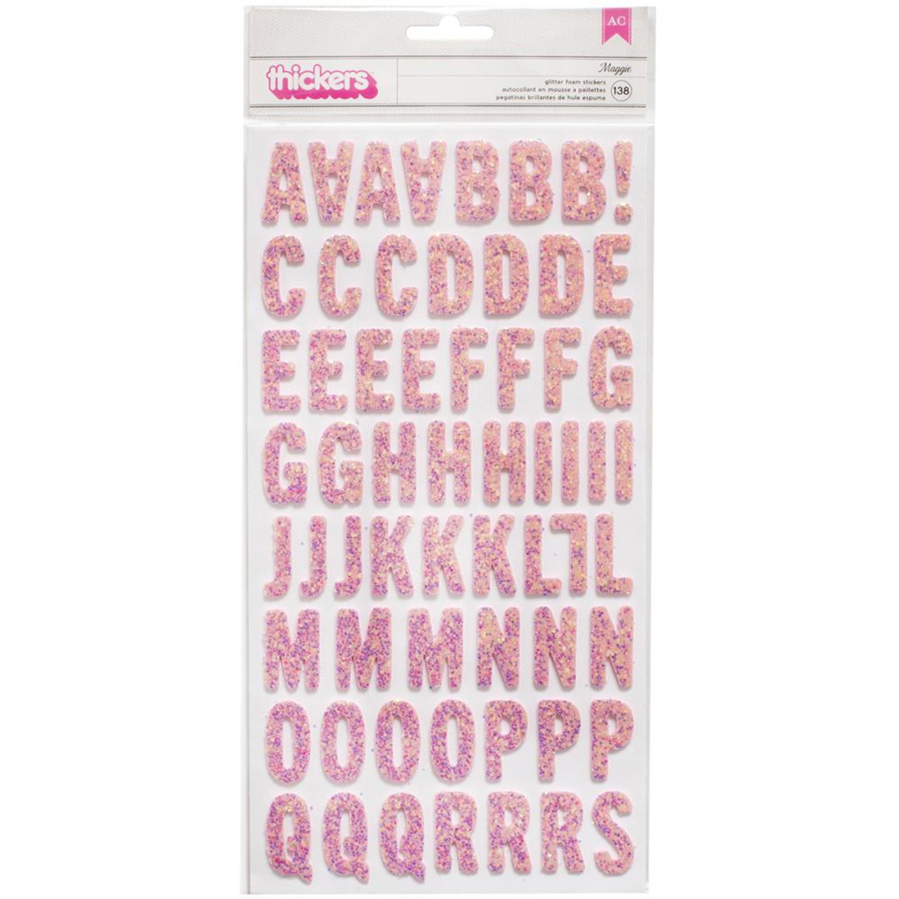 American Crafts Thickers LINDSAY Pink Glitter Letters Stickers –  Scrapbooksrus