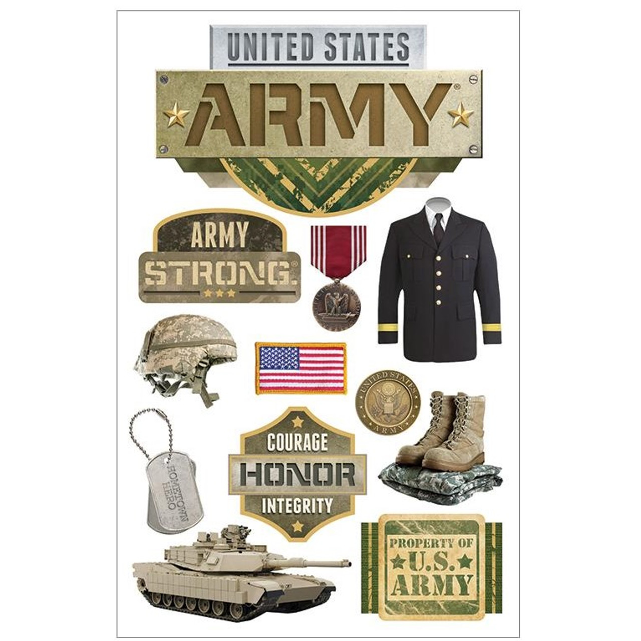 PAPER HOUSE PRODUCTIONS 3D Stickers: Army - Scrapbook Generation