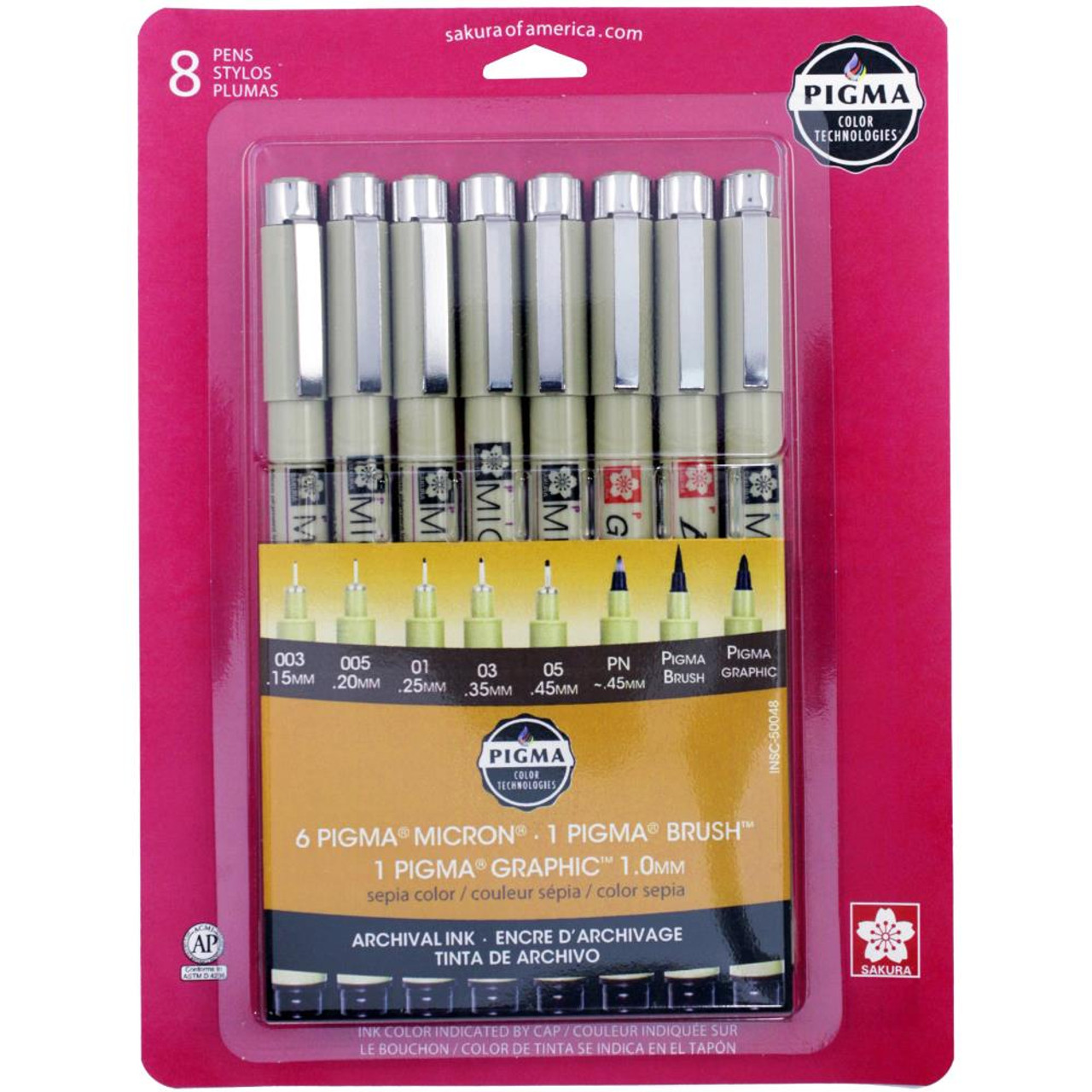 Sakura Pigma Pens, Sepia, 8 Count