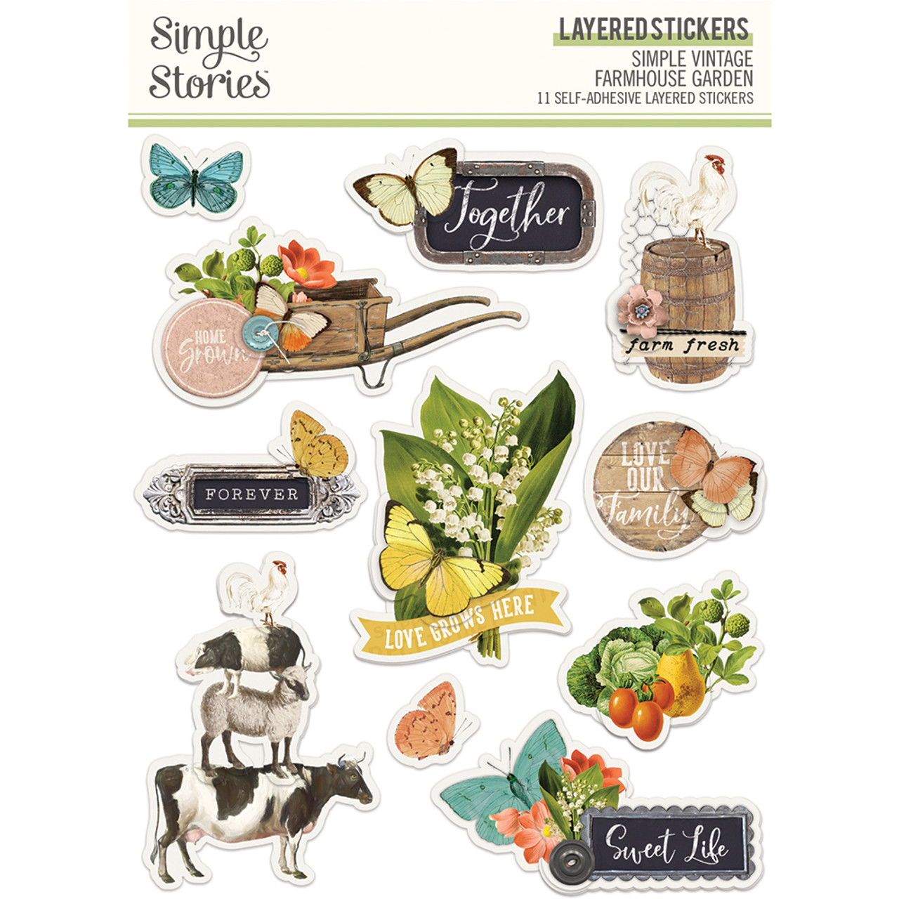 SIMPLE STORIES Simple Vintage Farmhouse Garden Layered Stickers