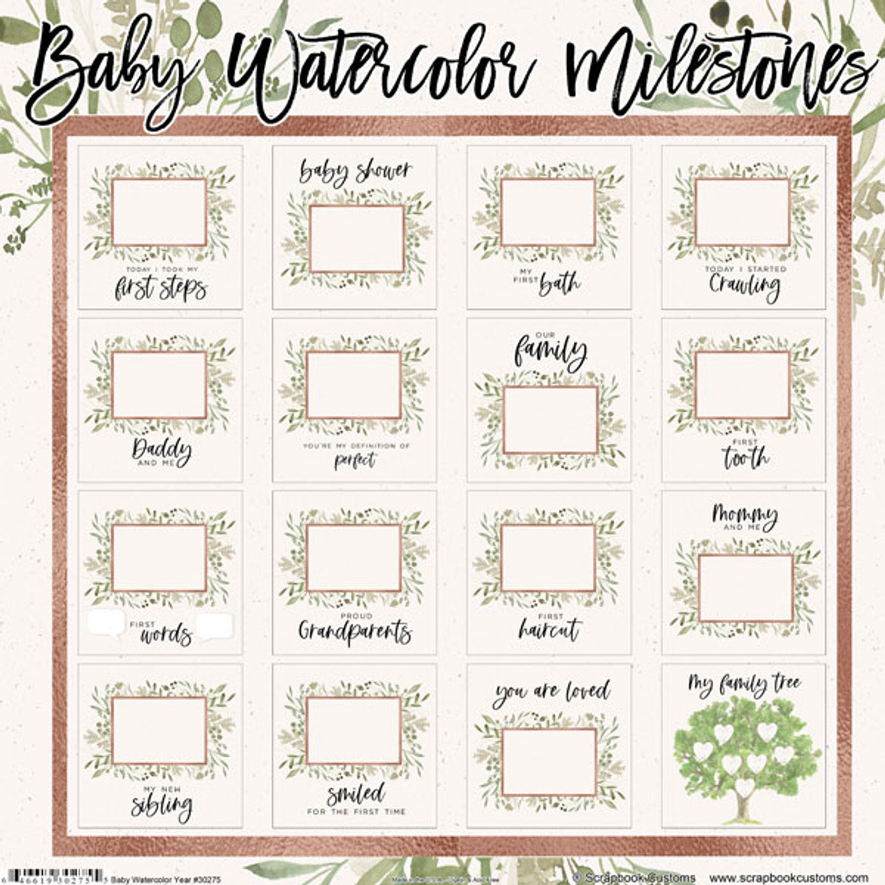 SCRAPBOOK CUSTOMS 12x12 Family Themed Collection Pack: Baby Watercolor | Milestones - Scrapbook Generation scrapbook-customs-12x12-family-themed-collection-pack-baby-watercolor-milestones-scrapbook-generation