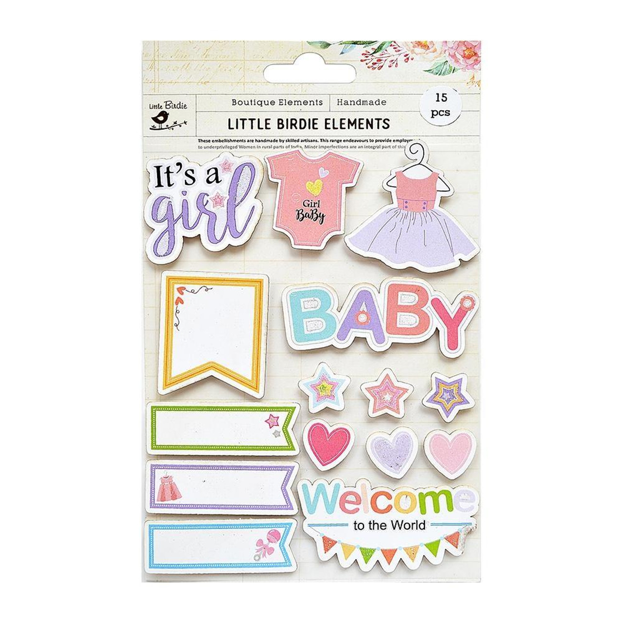 LITTLE BIRDIE Handmade Embellishments: Welcome to the World Baby Girl -  Scrapbook Generation