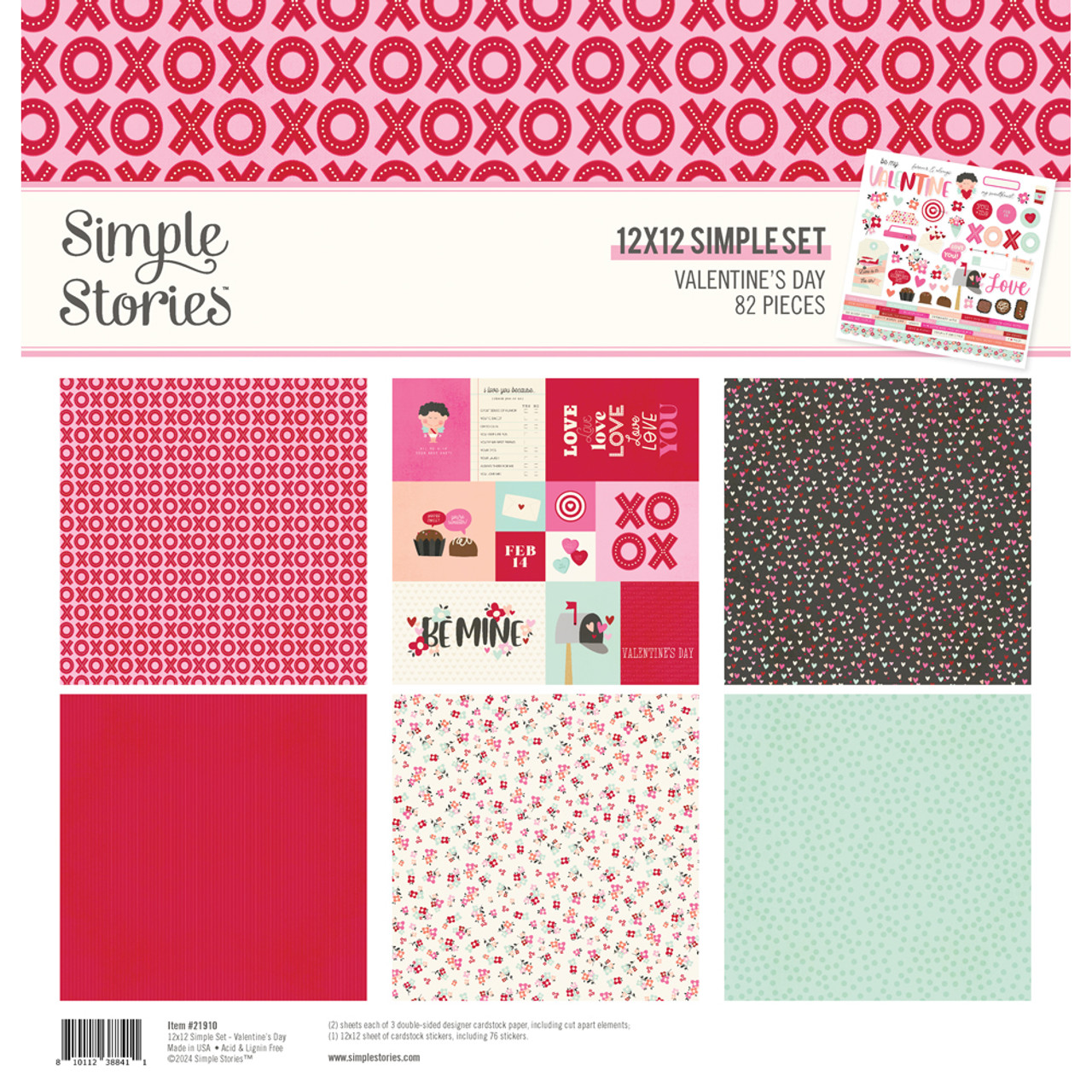 Be My Valentine - With Love - 12x12 Scrapbook Paper by Reminisce - 5 Sheets